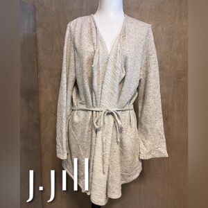 J Jill Pure Jill Cream Textured Tie Front Cardigan M